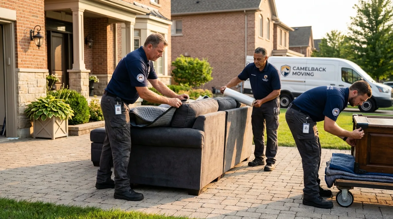 Large estate moving crew wrapping furniture in Midway, FL